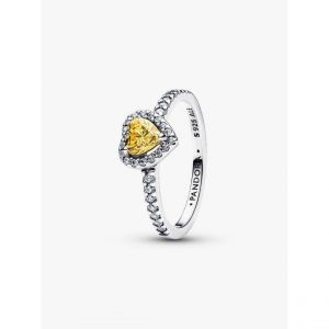 Pandora Bague C?ur Surélevé Jaune Scintillant