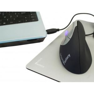 Urban Factory Ergo Mouse EML01UF-V2 - Souris - ergonomique - pour gauchers - optique - 3 boutons - filaire - USB - noir