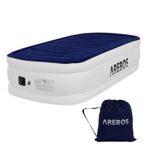 Image de Arebos Matelas gonflable, matelas à air, autogonflant, 203 x 95 x 51 cm, convient pour 1 personne, Bleu / blanc