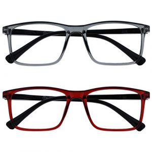 OPULIZE Ink Pack 2 Lunettes De Lecture Grand Gris Sombre Rouge Hommes Femmes Charnières Ressort RR4-7Z +2,50