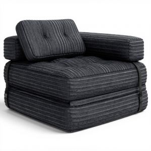 Canapé Convertible Bealife Fauteuil Lit 1 Place avec Appuie-tête en L Sans Installation Velours Côtelé Longue Coussin Gris Foncé 85 x 85 cm