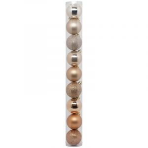 D&eacute;co de sapin Lot de 9 Boules de No&euml;l D 6 cm - Beige Nude