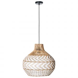 Beliani Lampe Suspension Yauco Rotin Blanc
