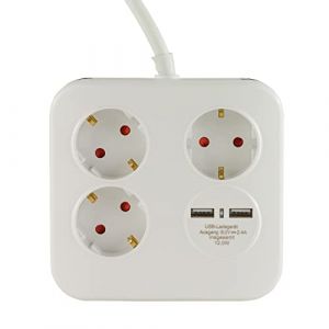 Rev FP - Multiprise 3 voies 2xUSB blanc-noirPowerquad (Par 6)