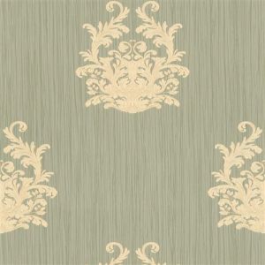 Image de Profhome Papier peint baroque 958612 papier peint intissé légèrement texturé au style baroque mat vert or 7,035 m2 vert