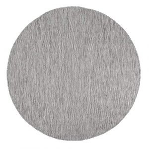 Paco Home Tapis Extérieur Rond Résistant Intempéries Balcon Terrasse Cuisine Monochrome Gris, 200 cm rond