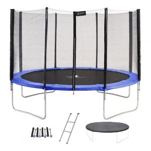 Kangui Trampoline rond Bleu Ø430cm avec filet, échelle, bâche et kit ancrage