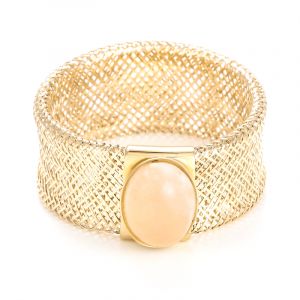 By Colette - Bague ajustable Flamboyant Quartz rose or jaune