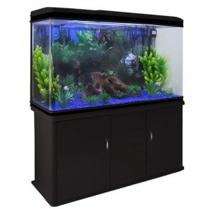 Image de Monster shop Aquarium de 300 Litres, Kits et Accessoires de Démarrage, Graviers Bleu, Meuble NOIR, 143,5cm x 120,5cm x 39 cm