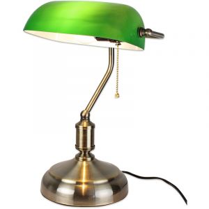 Image de Lampe de Bureau Banquier Avec Chaînette Opaline verte 37 cm