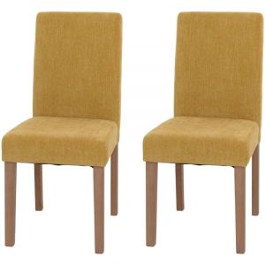 Décoshop26 Lot de 2 chaises de salle à manger dossier haut en tissu chenille jaune pieds en bois clairs 040007324