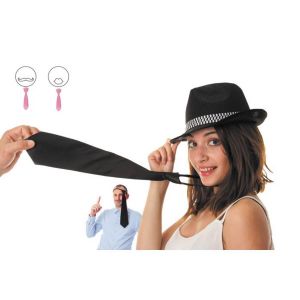 Ruedelafete Cravate satin noire adulte