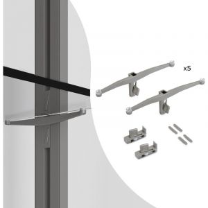 Emuca Set de supports d'étagères en verre, étagères en verre non incluses, Gris pierre peint, Zamak, 5 sets - Peint gris pierre