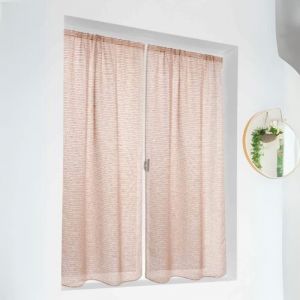 LINDER Paire de vitrages Marcel Lin Rouge et Blanc en 55x120cm