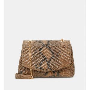 Image de Petite mendigote Sac besace Yvonne en cuir matelassé façon python Beige