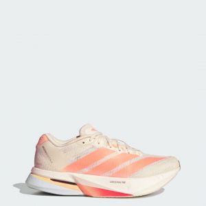 Adidas Adizero Boston 13 Chaussure de comp&eacute;tition Femmes-blanc, orange, Pointure 38 2/3