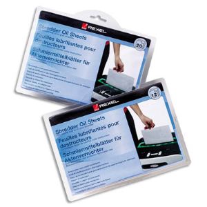 Rexel 2101949 - 20 feuilles lubrifiantes pour destructeurs de documents