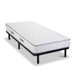 Image de OLYMPE LITERIE Ensemble CRISTAL 90x200 cm Matelas Mémoire de forme + Sommier Métal Ferme