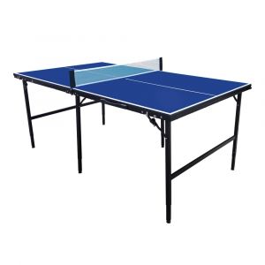 Image de Cougar Table de Ping Pong Midi 1800 Portable Bleu Ping Pong de Table Cadre Robuste Aluminium, Protections Angles Tennis de Table Pliable, Rangement