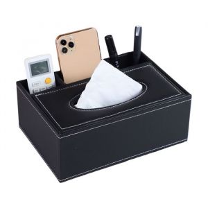 Sunfox U cuir 2 en 1 boîte de rangement Porte Télécommande, Electronique, café ou fournitures de bureau Organisateur de bureau et de