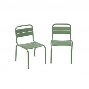 Lot de 2 chaises en m&eacute;tal kaki pour enfant