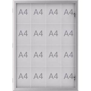 Maul Vitrine A4 excite | Vitrine avec 16 pages A4 | Tableau d'information avec cadre en aluminium et porte en verre | Construction plate peu encombrante | Verrouillable avec serrure | Aluminium