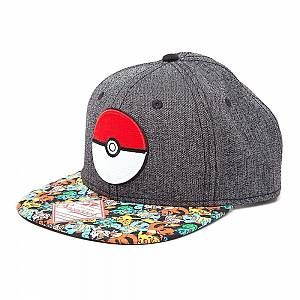 Image de Casquette 'Pokémon' : Pokeball - snap back - gris