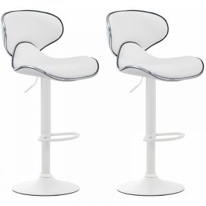 CLP Lot de 2 tabourets de bar Las Vegas V2 similicuir, Blanc -Blanc