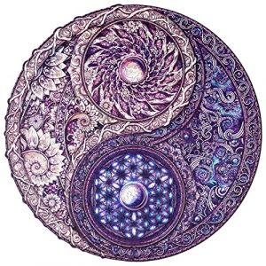 UNIDRAGON Puzzle en Bois, Meilleur Cadeau pour Adultes et Enfants, pièces de Puzzle de Forme Unique, Yin Yang, Mandala, Opposites surdimensionnées, 33 x 33 cm, 350 pièces, King Size