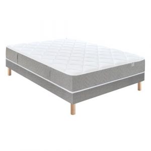 Ensemble Matelas Douces Nuits Remory 667 ressorts ensach&eacute;s + 2 cm Visco&eacute;lastique + Sommier Base Ferme 180x200 - Double Sommier