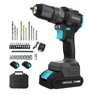 Cecotec Perceuse-Visseuse 2 Batteries 21V-2000mAh PowerForce 3000 Impact Brushless. Moteur sans Balais, 32000IPM, Vitesse 1500rpm, Couple de Serrage 45Nm Réglable 25+1 Niveaux, Lumière et Accessoires