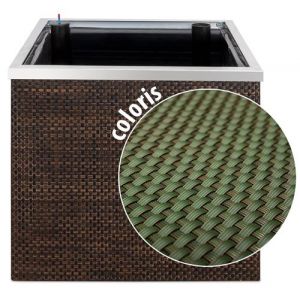 Image de Jardinière En Résine Tressée Avec Réserve D'eau Et Cadre En Al ini 50 X 50 X 43 Cm Neuf