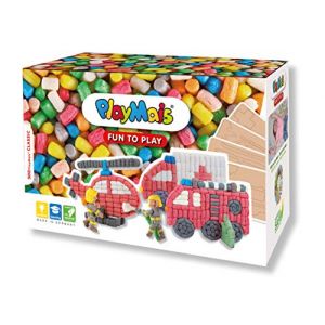 PlayMais Fun to Play Firetruck pour Enfants de 3 Ans et Plus I Jouet &eacute;ducatif avec Plus de 500 pi&egrave;ces, 4 mod&egrave;les et Instructions I Encourage la cr&eacute;ativit&eacute; et la motricit&eacute; Fine