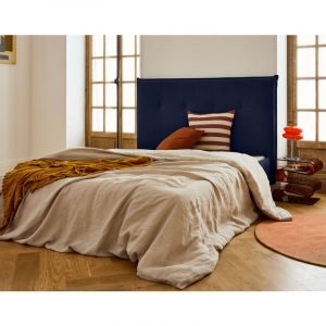 Structure de lit en Velours 140x190 bleu marine