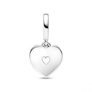 Image de Pandora Charm Pendant Double C?ur Blanc Nacré Moments