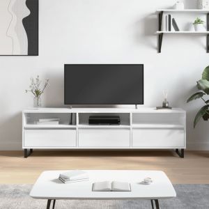 VidaXL Meuble tv blanc brillant 150x30x44,5 cm bois d'ing&eacute;nierie Blanc