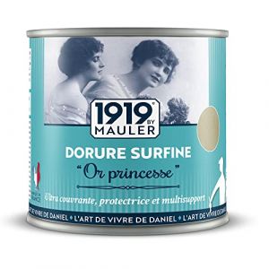 1919 BY MAULER Peinture dorée, dorure liquide OR PRINCESSE 0,5L multisupports intérieur extérieur (bois, métal, PVC, support peint) effet métal véritables pigments métalliques FR19M_DSOPRI_0.500