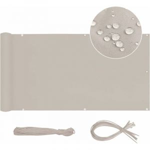 Image de Sekey Brise Vue Balcon Occultant Oxford Protection UV Opaque Résistant aux Intempéries 90 x 300cm, avec Attaches de câble et Cordons, Taupe
