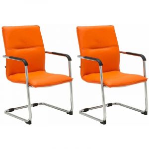 CLP Lot de 2 Chaises de visiteur Seattle En similicuir orange