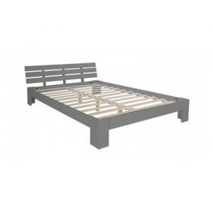 HomeStyle4U 2039 Lit double lit futon en bois 180x200 lit pin gris cadre de lit en bois m if