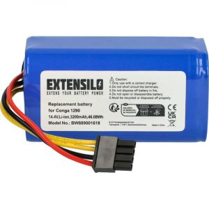 EXTENSILO 1x Batterie remplacement pour Vileda BONA18650-MF1 pour robot électroménager (3200mAh, 14,4V, Li-ion)