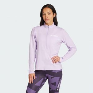 Adidas T-shirt Terrex Multi Climacool demi-zip à manches longues lilas femme - M