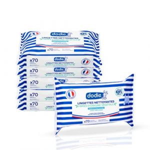 Dodie Lot de 6 Paquets de Lingettes Nettoyantes 3 en 1 (6x70) &ndash; Visage, Corps et Si&egrave;ge &ndash; Dermo apaisantes, douces et r&eacute;sistantes - F