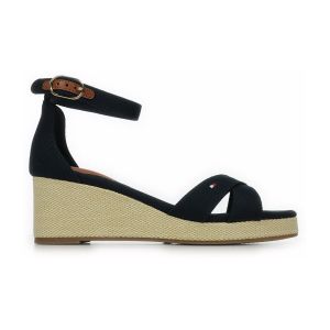 Tommy Hilfiger Espadrilles Compensées Femme Flag Criss-Cros Mid à Bride Cheville, Bleu (Space Blue), 36