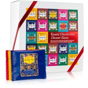 Kusmi tea Coffret Découverte - Assortiment de Thés Noirs, Thés Blancs, Thés Verts et Infusions - 45 Sachets Mousseline de Thés et Infusions Aromatisés