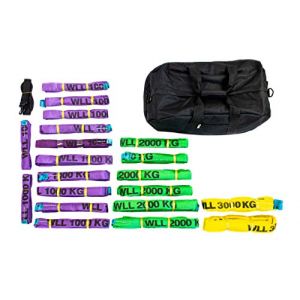 Set d'Élingues Rondes Dolezych, Charge Maximale d'Utilisation 1000-3000 kg, 20 Pièces - Violet/Vert/Jaune/Gris