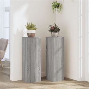 VidaXL Supports pour plantes 2 pcs sonoma gris bois d'ing&eacute;nierie, support de fleurs, support de pot de plante, support de plante