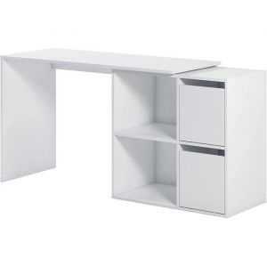 Image de Pegane Table de bureau réversible coloris Blanc Artik en MDF - Profondeur 74 x Hauteur 120 x longueur 77 cm