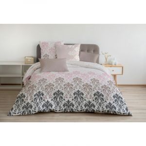 CREVECOEUR Parure de couette 100% coton Rose 240x260 cm