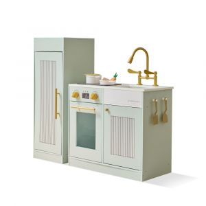 Teamson Cuisine bois enfant avec accessoires, Verte, 80cm